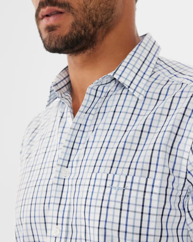 RM Williams Hervey Shirt White Navy Blue-4